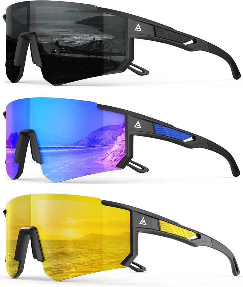 QALLY Store Polarized Sports Sunglasses for Men, UV400 Protection Mens Sunglasses Wrap Around Sun Glasses for Cycling Running - Image 1
